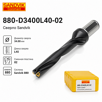880-D3400L40-02 Сверло Sandvik